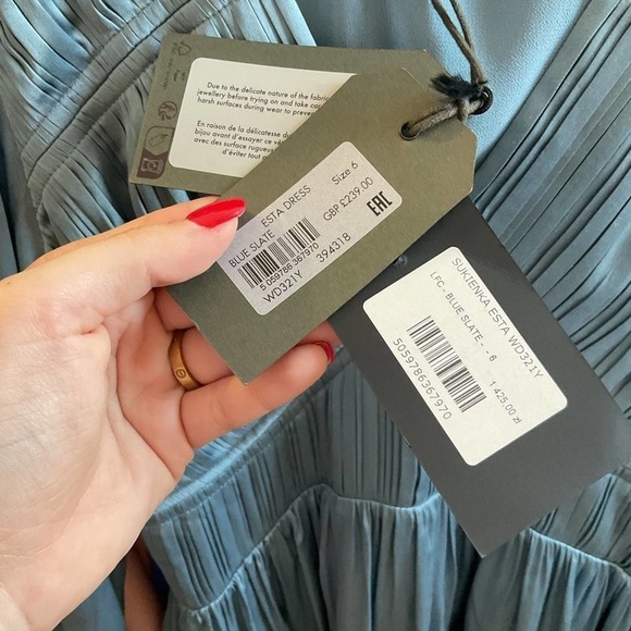 NWT AllSaints Esta Mini Dress in Blue Slate Size 2 - Picture 10 of 14